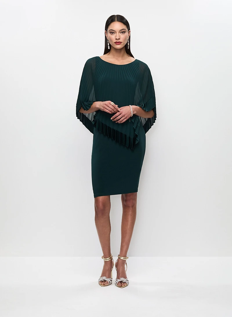 Joseph Ribkoff - Pleated Overlay Sheath Dress
