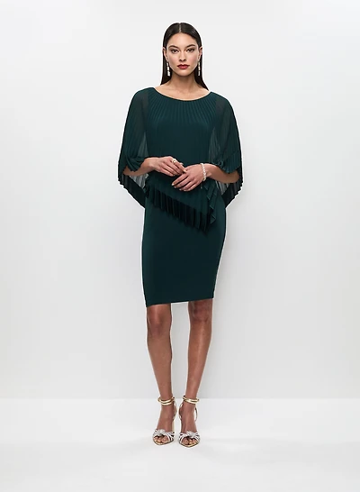 Joseph Ribkoff - Pleated Overlay Sheath Dress