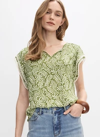 Blouse imprimée à détails en crochet