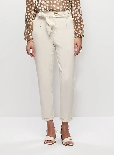 Tie-Waist Tapered Jeans