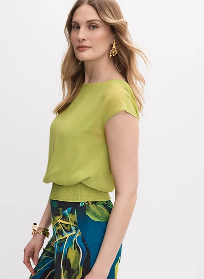 Blouse à mancherons en chiffon