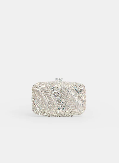 Pochette en satin à cristaux