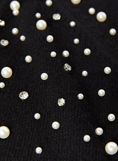 Cardigan mi-long en tricot et perles