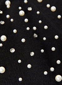 Cardigan mi-long en tricot et perles