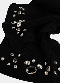 Ribbed Rhinestone Embellished Scarf