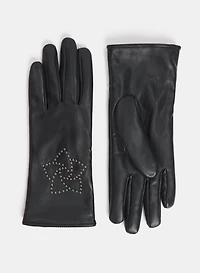 Gants cloutés floraux en cuir végane