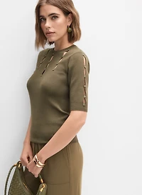 Cutout Short Sleeve Pullover