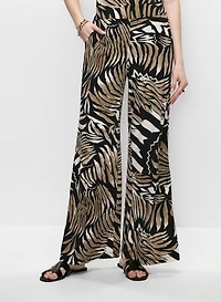 Leaf Print Wide Leg Pants