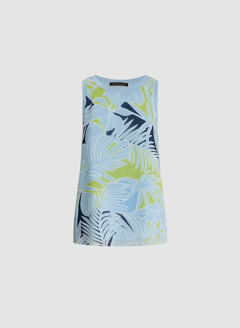 Sleeveless Palm Print Blouse