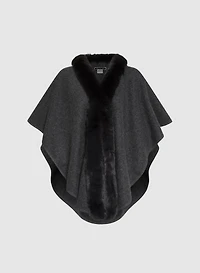Faux Fur Collar Poncho
