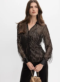 Blouse à paillettes et franges