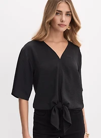 Crinkle Self-Tie Blouse