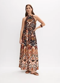 Printed Satin Maxi Dress