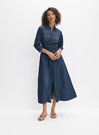 Fit & Flare Denim Shirt Dress