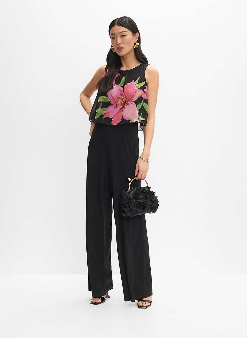 Joseph Ribkoff - Floral Chiffon Overlay Jumpsuit