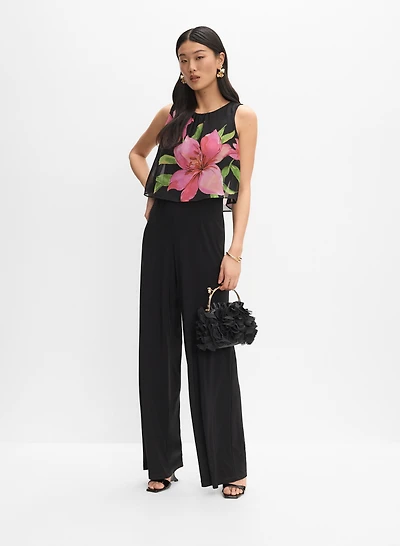 Joseph Ribkoff - Floral Chiffon Overlay Jumpsuit
