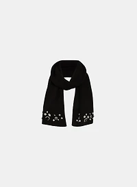 Ribbed Rhinestone Embellished Scarf