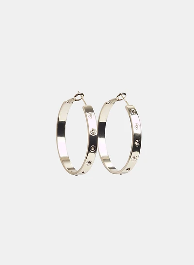 Stone Insert Hoop Earrings