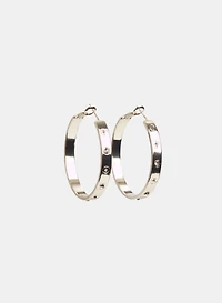 Stone Insert Hoop Earrings