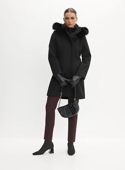 Wool-Blend A-Line Coat