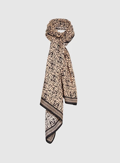 Foulard à motif floral et bordure à chevrons