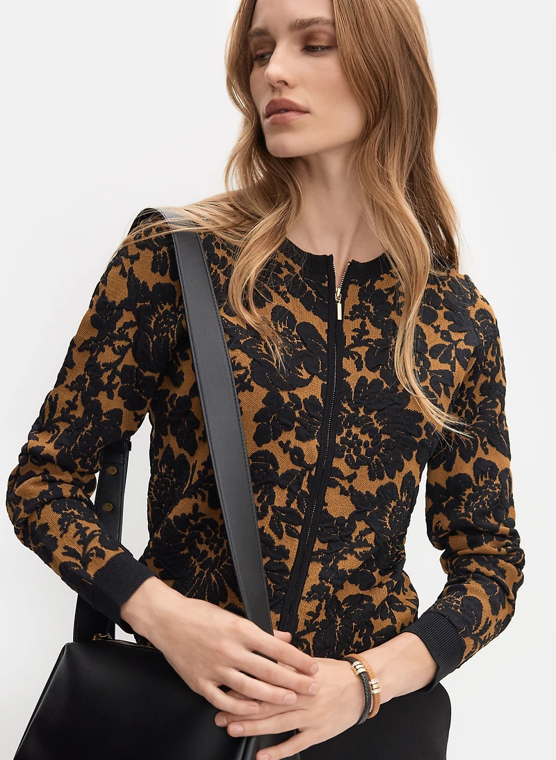 Floral Zip-Up Cardigan