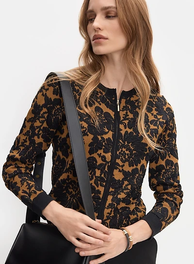 Floral Zip-Up Cardigan