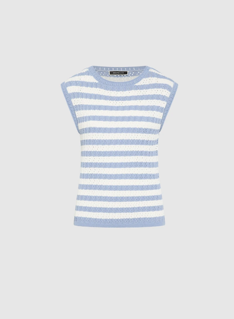 Pull rayé en tricot pointelle
