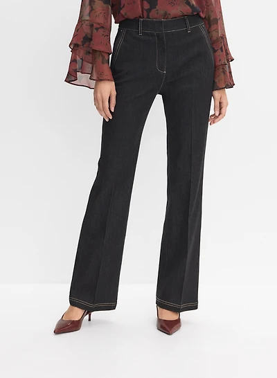 Contrast Stitch Flare-Leg Jeans