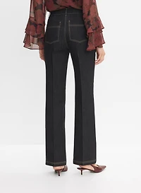 Contrast Stitch Flare-Leg Jeans