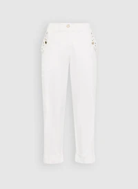 Pantalon droit orné d'oeillets