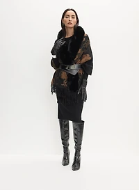 Floral Faux Fur Collar Wrap