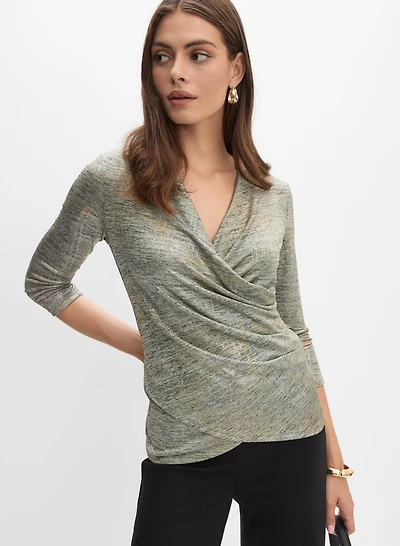 Joseph Ribkoff - Foil Crossover Top