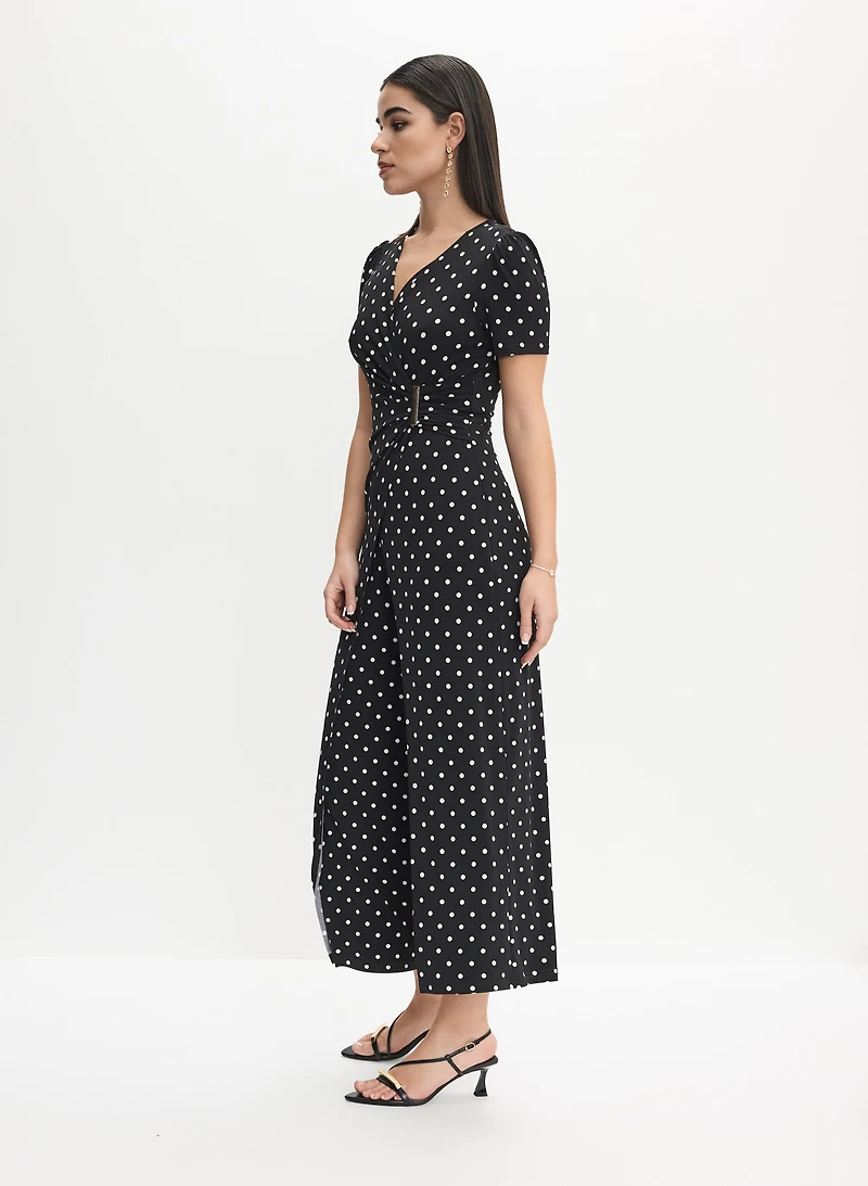 Joseph Ribkoff - Wrap-Over Polka Dot Jumpsuit