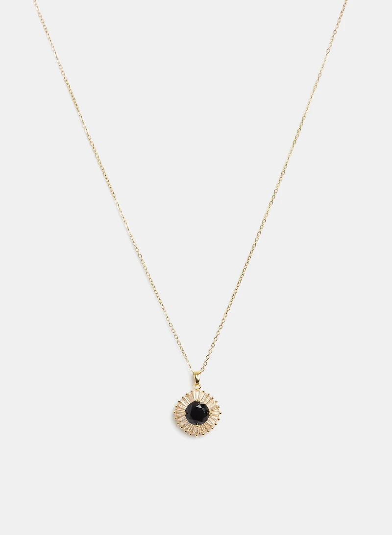 Collier à pendentif de pierre ronde