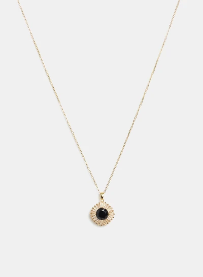 Collier à pendentif de pierre ronde