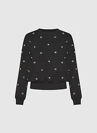 Embellished Crew Neck Top
