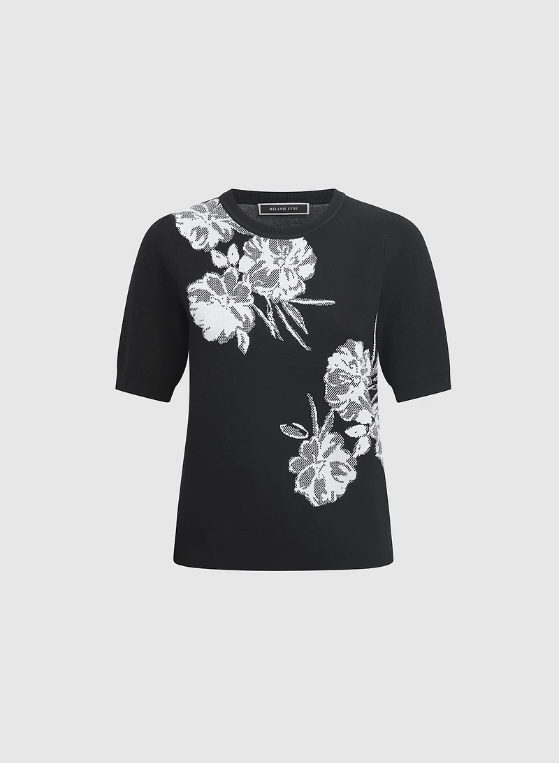 Pull floral en jacquard