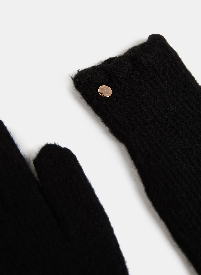 Scalloped Trim Wool-Blend Gloves