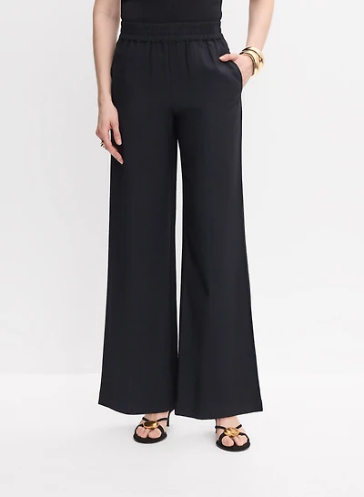 Wide-Leg Crinkle Pants