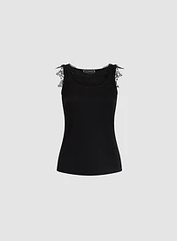 Sleeveless Lace Detail Top
