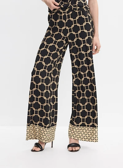 Contrast Geometric Print Pants