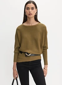 Pull à manches dolman en tricot côtel