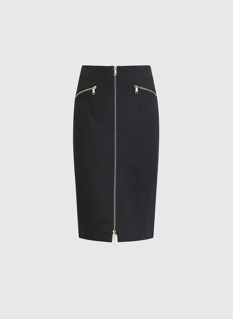 Zip-Front Pencil Skirt