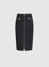 Zip-Front Pencil Skirt