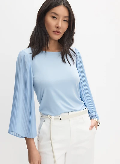 Pleated Flare Sleeve Top