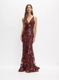 Robe florale à paillettes