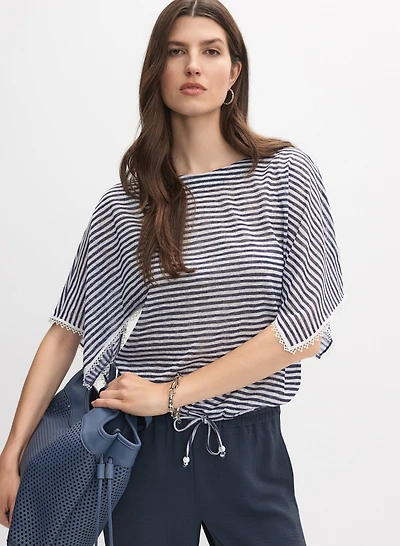 Striped Crochet Trim Top