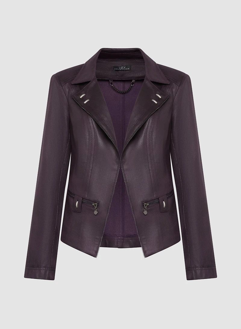 Vex - Stud Detail Faux Suede Jacket