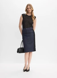 Lace Detail Denim Skirt